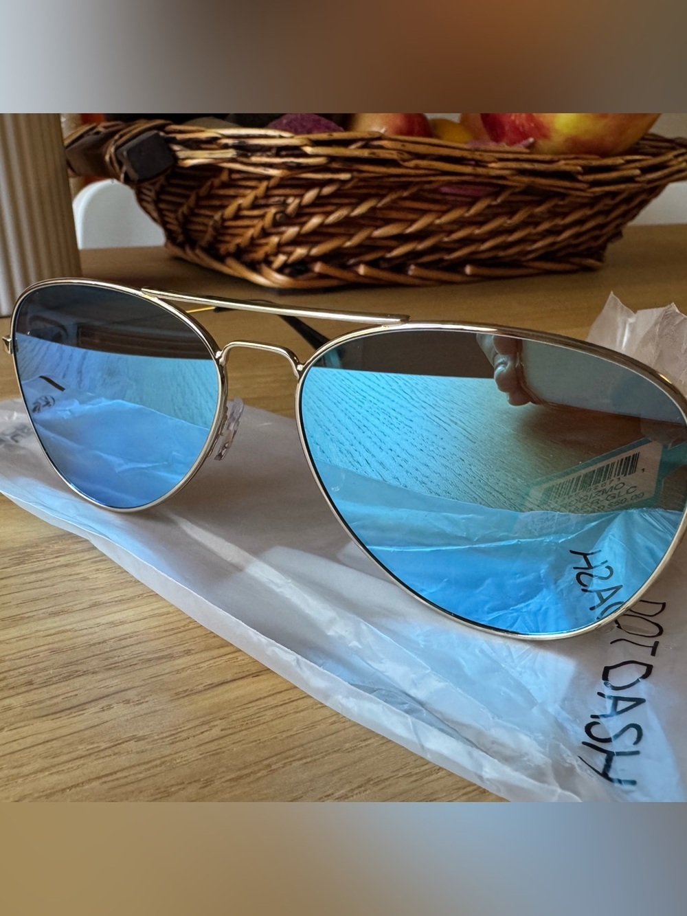 Dot Dash Blue Mirror Aviator Sunglasses UV400 Gold Frame NWT - Picture 4 of 6